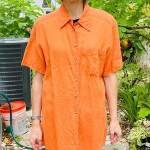 Elizabeth for Liz Claiborne Tangerine Plus Size Linen Blouse